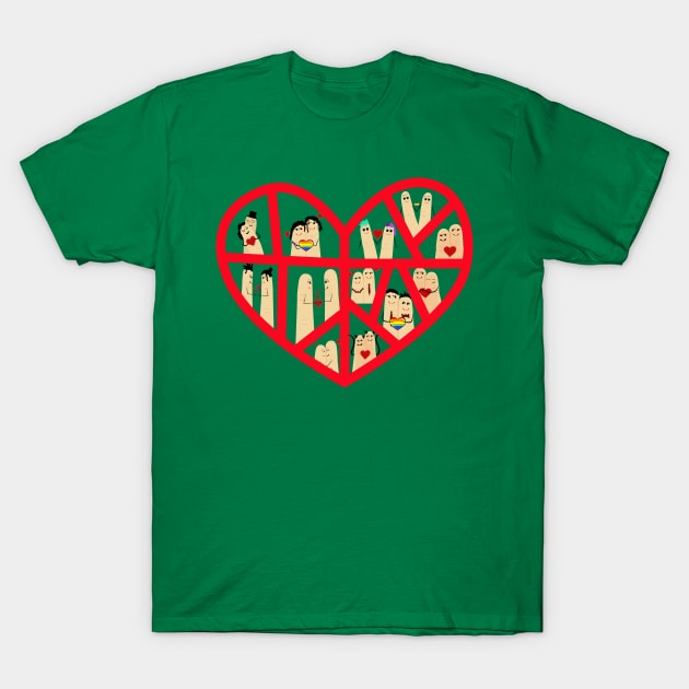 valentine fingers heart T-Shirt by MCBZ